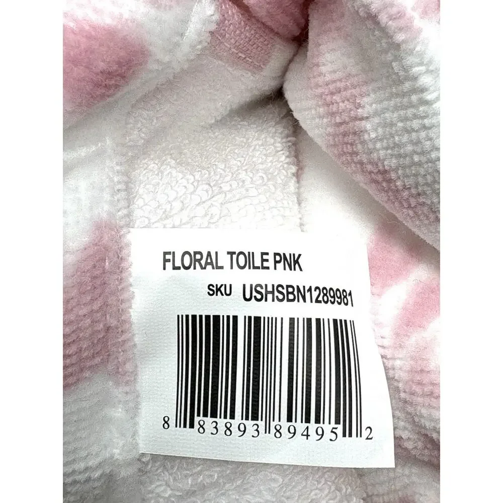 Laura Ashley Floral Bath Hand Towels Set 2 Pcs Pink White Toile NWT Flowers